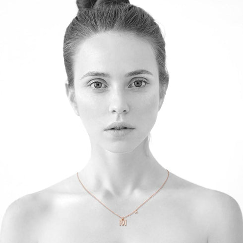 Solid 925 Sterling Silver Initial Crystal Personalised Alphabet Letter Necklace Rose Gold Filled